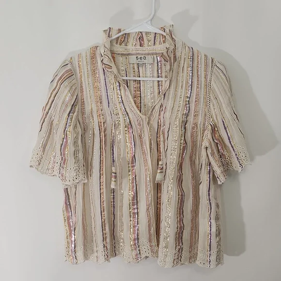 Sea New York Harriet Pintucked blouse size 2 - Picture 5 of 13